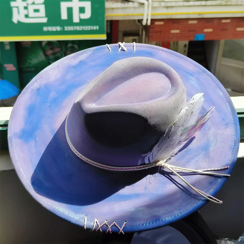 Unqiue-sombrero de copa británica para hombre y mujer, sombrero de copa de Jazz pintado a mano, fedora especial, nuevo, 2024