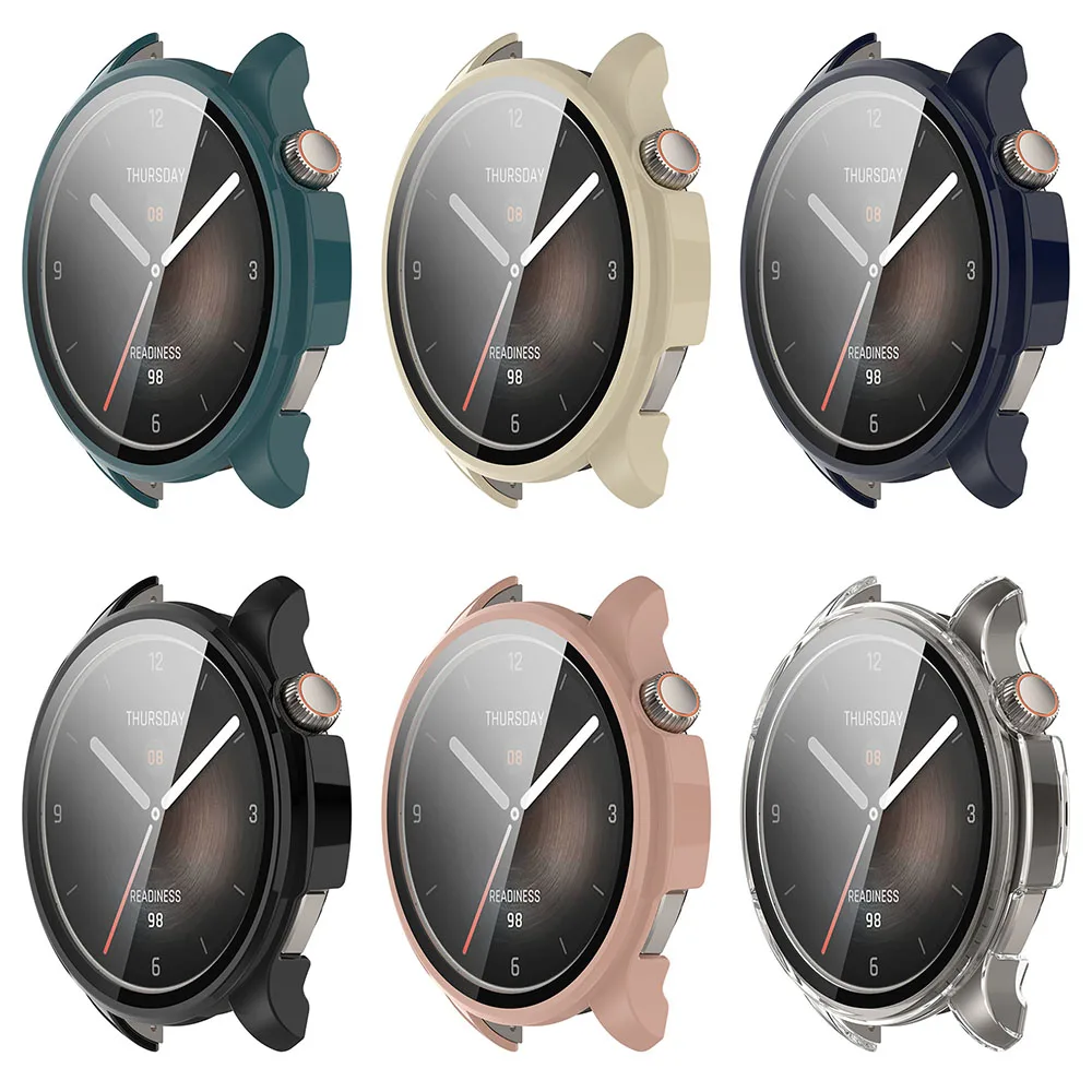 Amazfit Balance 2 PC + Huami Amazfit Balance 용 강화 유리 보호 케이스 전체 화면 보호기 범퍼 커버 액세서리