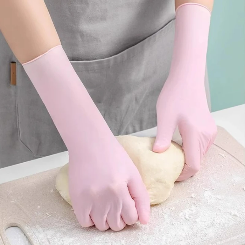 9 Inch 12 Inch Pure Nitrile Gloves Ding Qing Washing Dishes Housework Waterproof and Oil-proof 5 Times High Elastic Food Grade