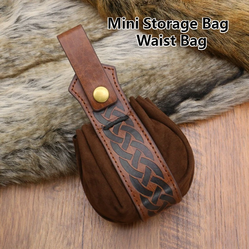 Pochette à cordon vintage – Sac de taille pour cosplay d'Halloween (conception médiévale, crochet de ceinture, porte-monnaie, organisateur pour petits objets)