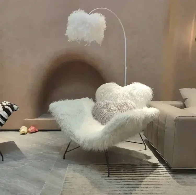 Wool single sofa American light luxury living room Nordic designer leisure chair