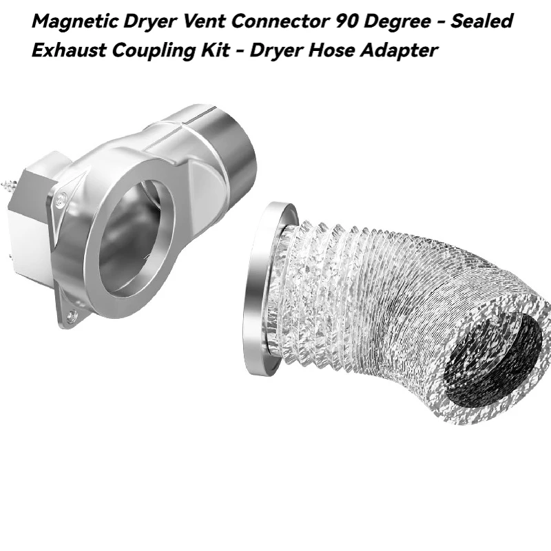 

Magnetic Dryer Vent Connector 90 Degree - Sealed Exhaust Coupling Kit - Dryer Hose Adapter