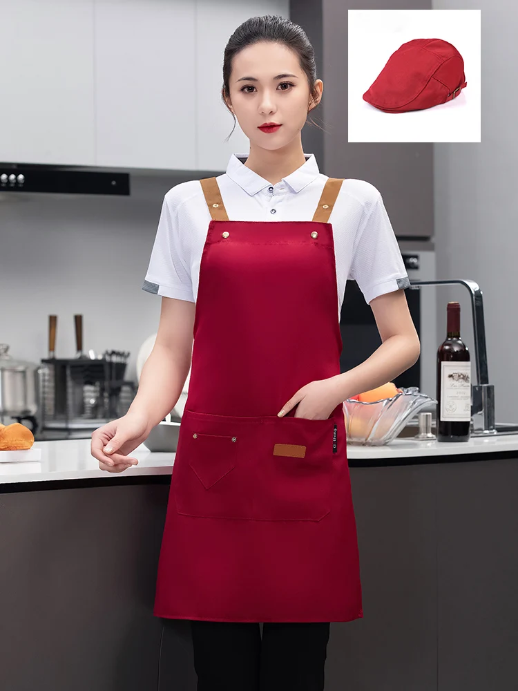 케이터링 작업복 세트 레스토랑 주방 앞치마 요리 모자 바베큐 베이킹 밀크티 카페 뷰티 네일 스튜디오 유니폼 가정용