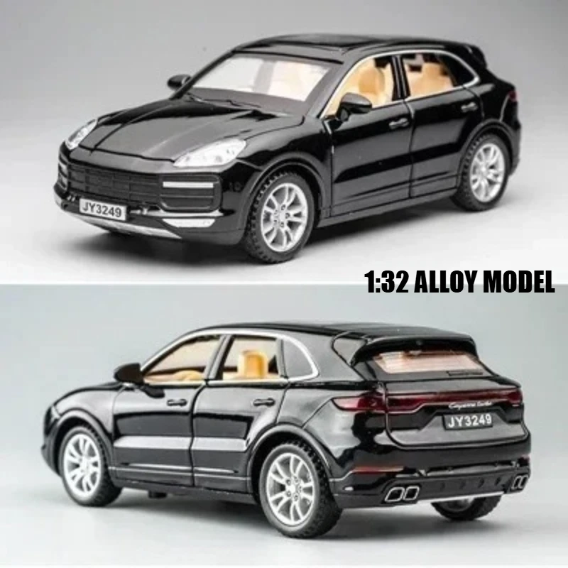 1:32 Cayenne Turbo S High Simulation Diecast Metal Alloy Model Car SUV Sound Light Pull Back Toy Collection Gifts
