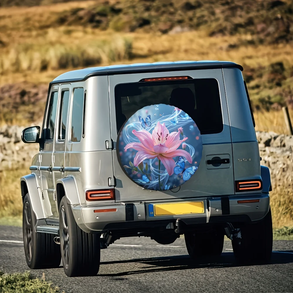 One Piece Of 2D Flat-Printed Popular Tire Covers Made Of Fabric, Suitable For Birthday Gifts For School Parking Areas, No Electr