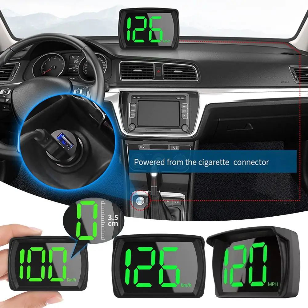 Y03 Car GPS HUD Head Up Display Large LED Digital Speedometer KMH MPH Switchable Plug‑and‑Play Speed Gauge Meter Universal
