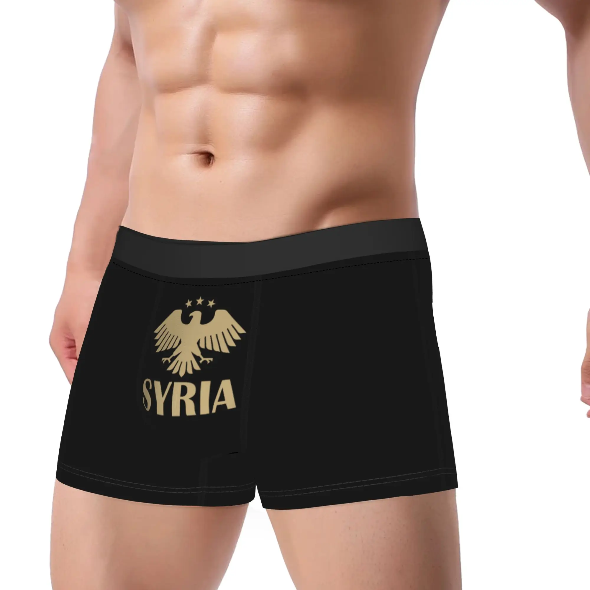 مطبوعة الملاكم نسر سوريا 2025 رمز السراويل سراويل ملخصات الرجال الملابس الداخلية السورية فخور تنفس السروال الذكور M-XXL #2