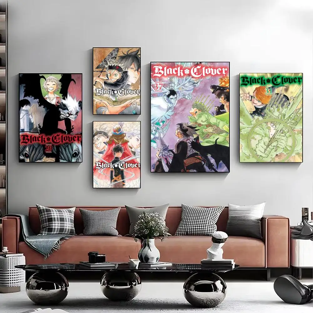 Classic Anime B-Black Clover Poster Canvas Wall Art Prints for Bedroom Living Room Office Interior Hanging Display Gift