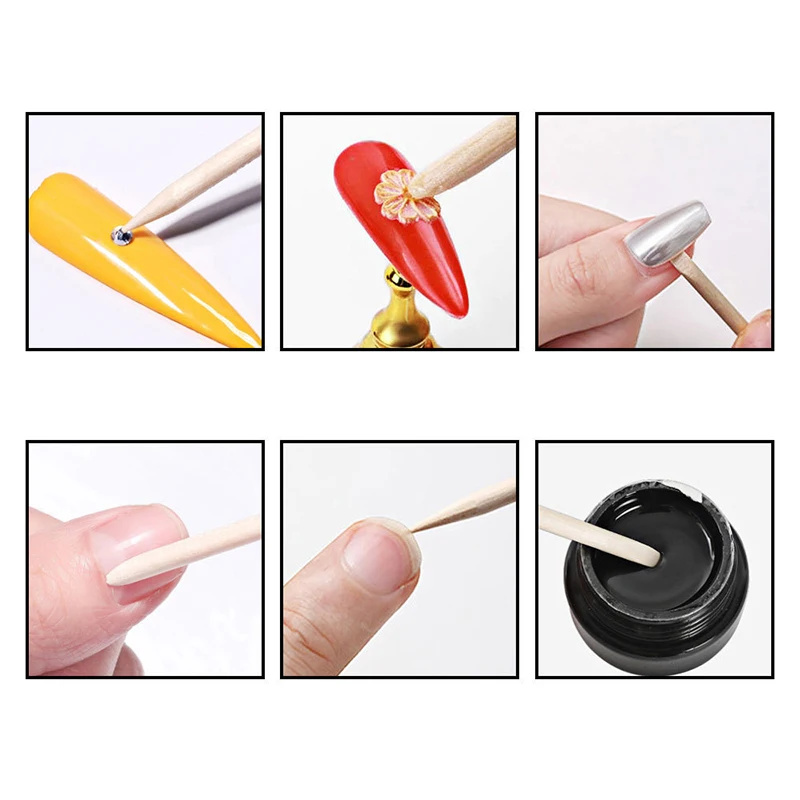 100Pcs Nail Cuticle Pusher Wood Sticks Nail Manicures Remover Wooden Design Nail Gel Polish Drawing Stick For Nail Art Tools