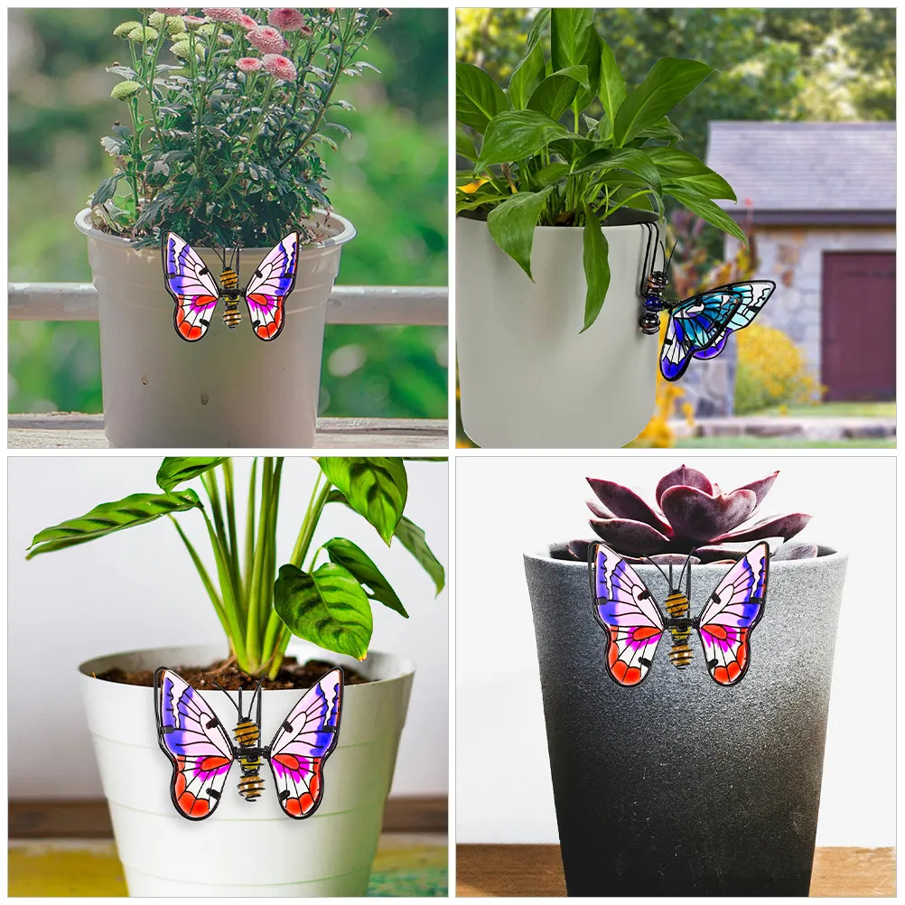 2Pcs Butterfly Wall Hanging Decorations Plants Pot Ornament Garden Yard Balcony Patio Flower Pot Decoration Butterfly Shape