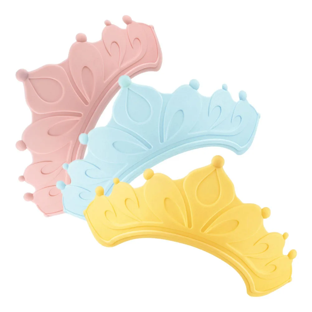 3 шт., шапочка для душа для малышей, детская шапочка для мытья волос, регулируемая корона для ванны, защита от воды, мягкая защита ушей, забавные цвета