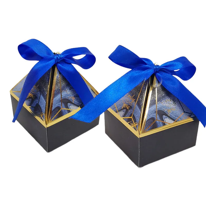 25/50Pcs Edelstein Turm Bronzing Papier Candy Box Mit Band Schokolade Hochzeit Geschenk Verpackung Box Für Baby Dusche event Party Versorgung – Detail 14