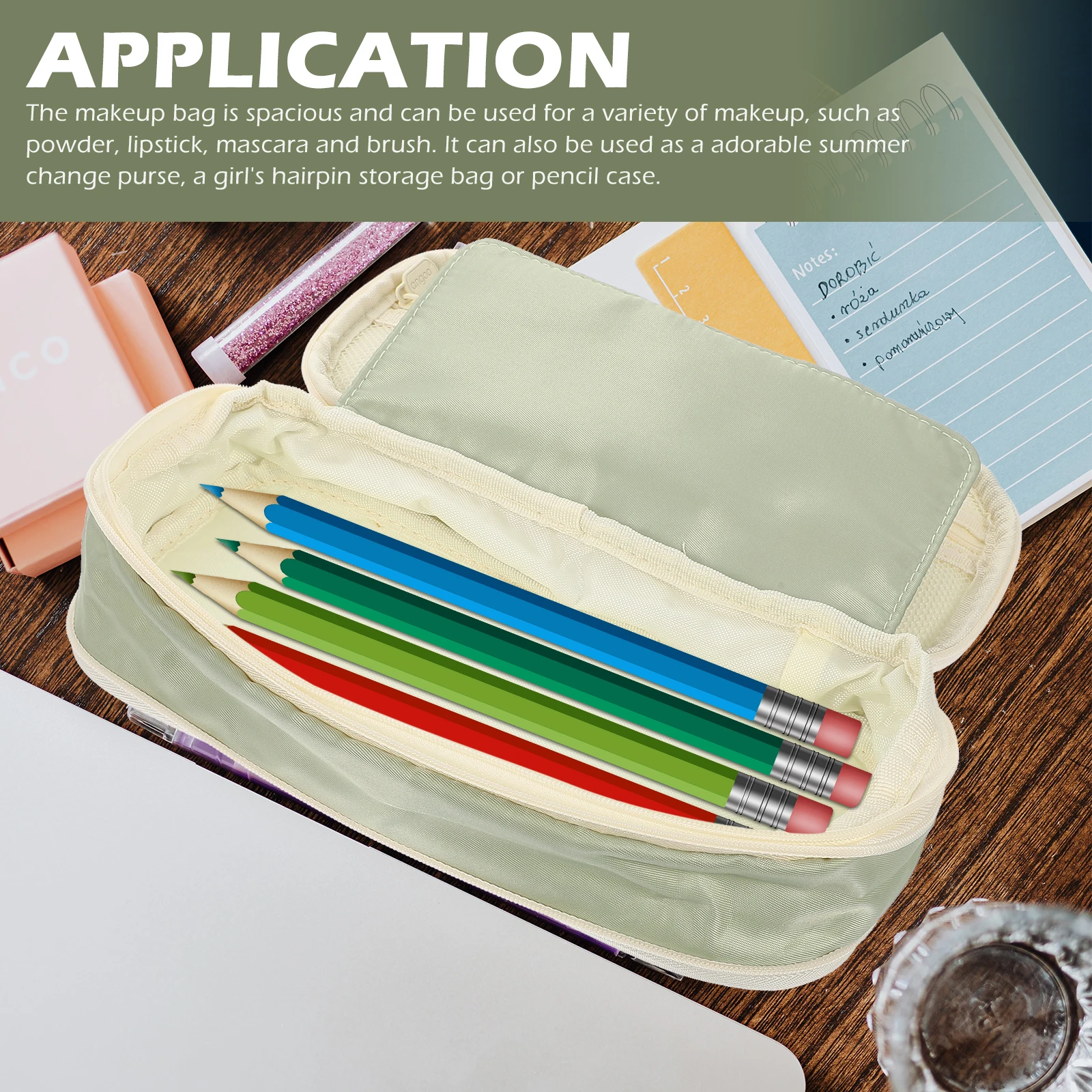 

Pencil Case Pen Pouch Stationery ganizer Canvas Material Smooth Zipper Large Capacity Lovely Design Durability Long Use Storage