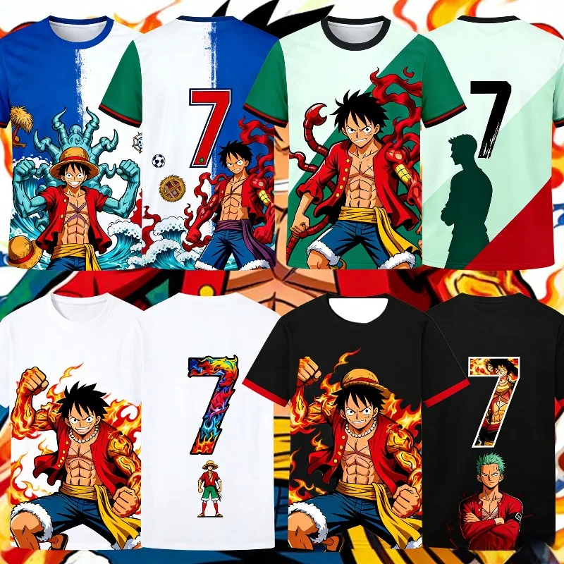 

Новинка лета 2026: Специальное издание One Piece Luffy №. Футболка-джерси 7 Portugal для мужчин и детей, спортивная футболка для футбола