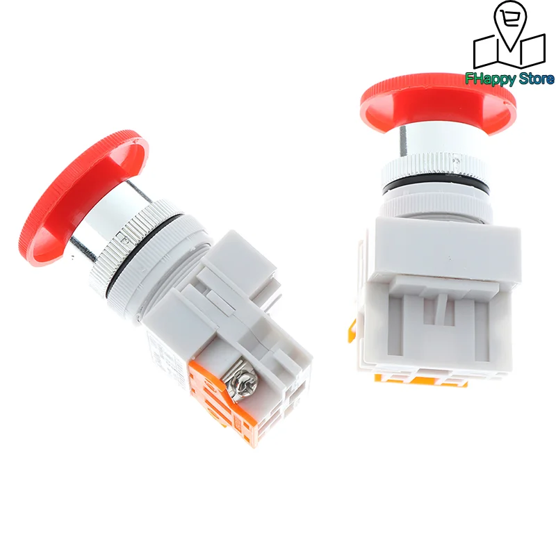 1Pc Red Mushroom Cap Normally Closed Emergency Stop Push Switch Button 10A LAY37