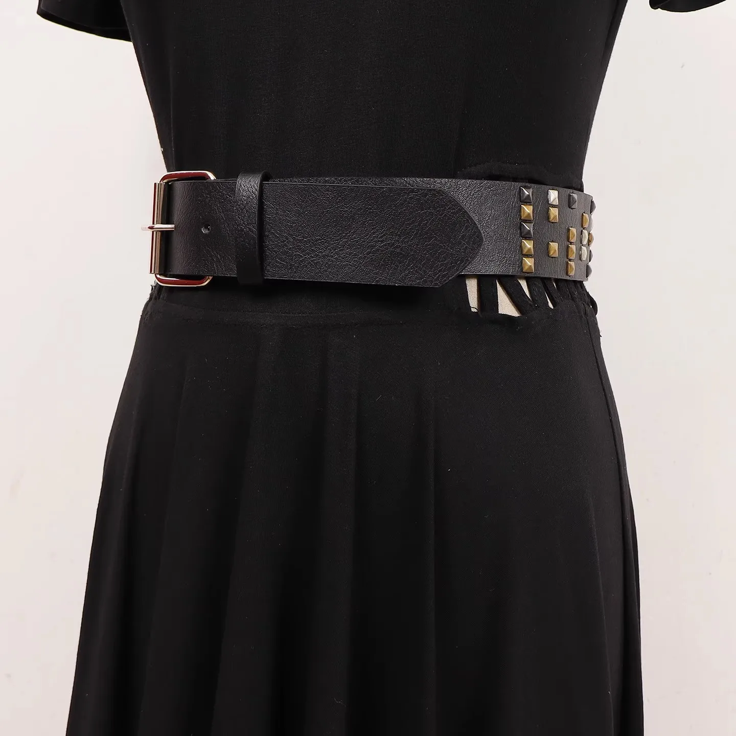 Rivet PU Leather Belt Women's Punk Cummerbunds Female Dress Corsets Waistband Belts Decoration Wide Belt R3020