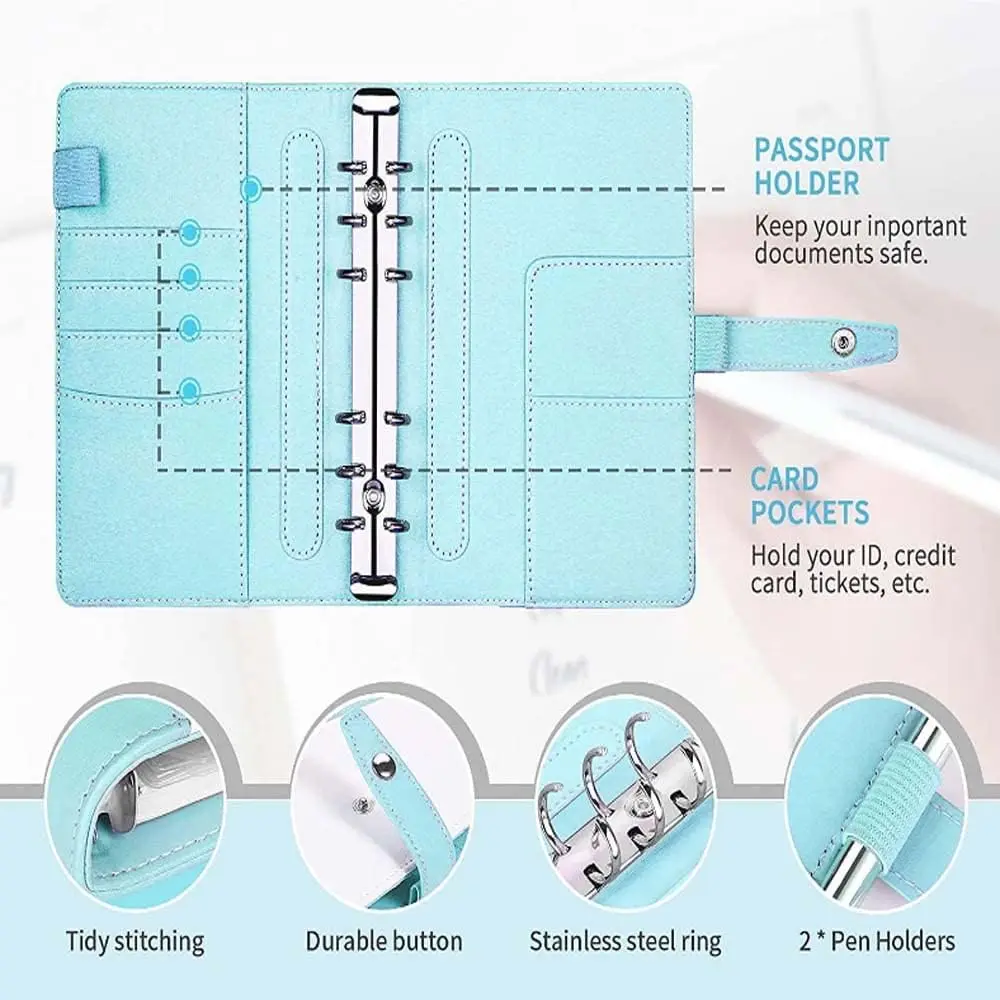 Budget Binder Notebook A6 Planner Cash Envelope Savings Money 6 Holes Binder for Financial A6 Loose-leaf Notebook Housing Set
