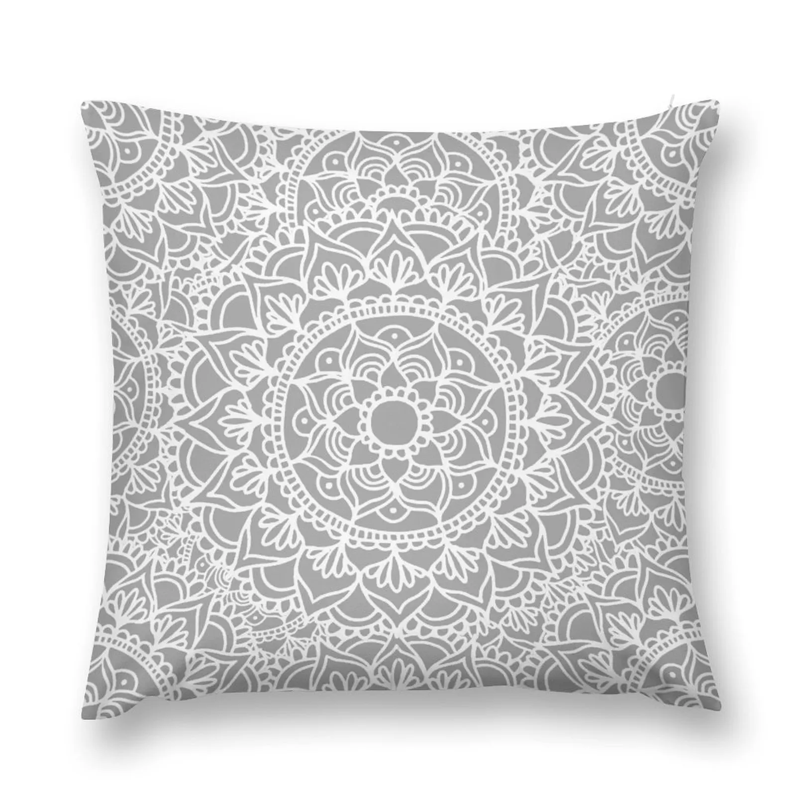 

Soft Grey and White Mandala Pattern Throw Pillow Pillows Aesthetic Cusions Cover pillow