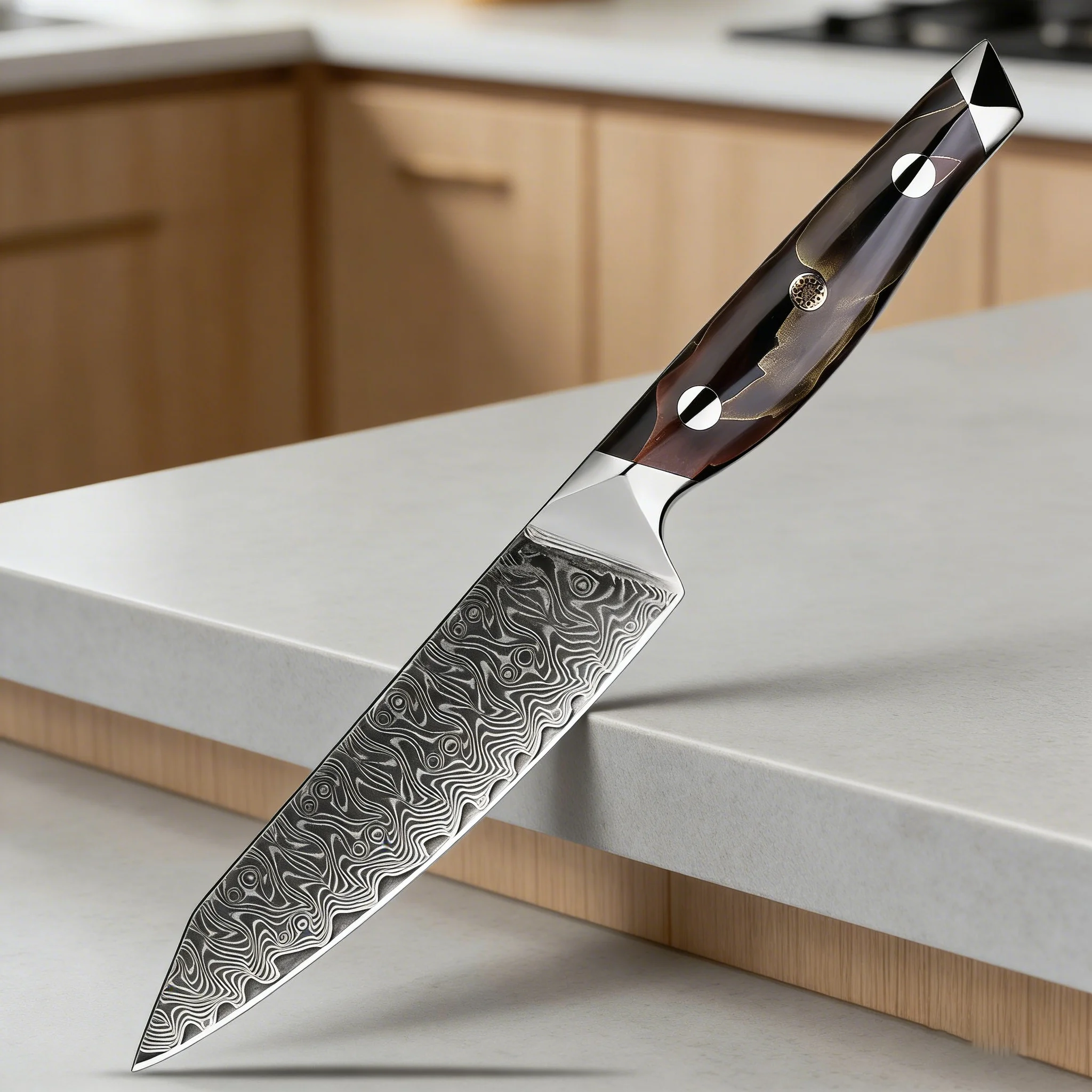 

XITUO High-End Utility Knife 67-Layer Japanese Damascus Steel VG-10 Core Fruit Knife Exquisite Resin Handle Gift for Home Chefs