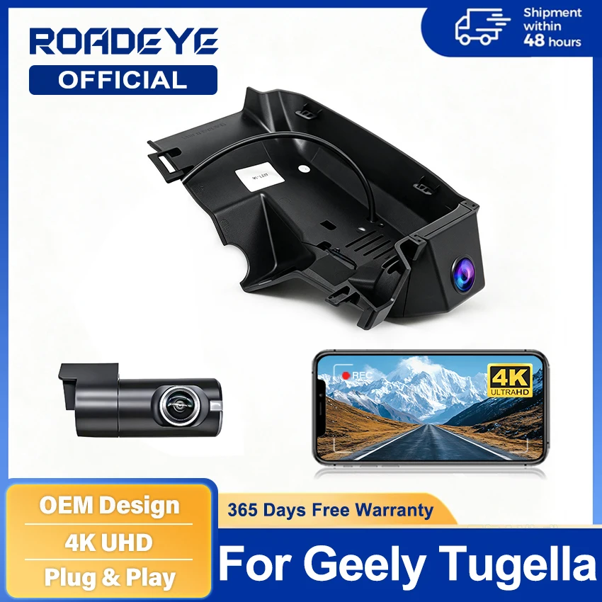 4K Night Vision Plug And Play Wifi Car DVR Dash Cam For Geely Tugella Xingyue FY11 KX11 S/L 2020 2021 2022 2023 With APP Control