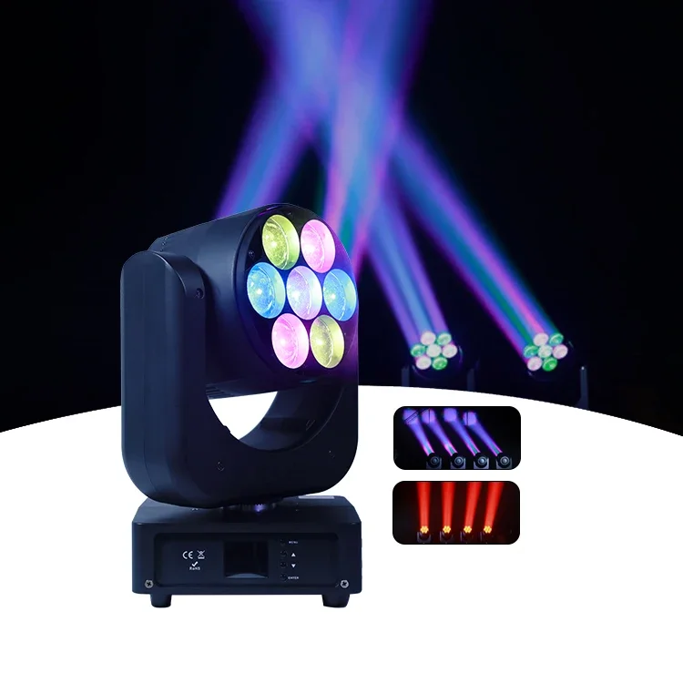 Oem Wholesale Price Led 7*40W Bee Eyes Wash Stage Effect Dj Moving Head Light Disco Lights For Events