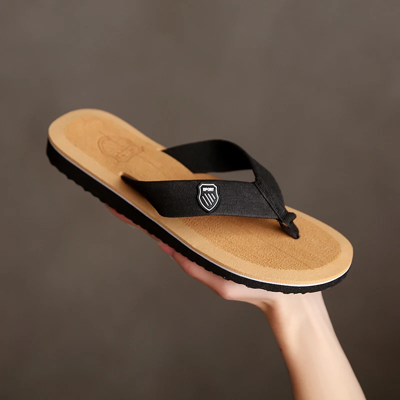 Men's Summer Casual Flip Flops Fashion Beach Shoes Non-Slip Flat Slides Indoor House Slippers Comfortable Male Slipper