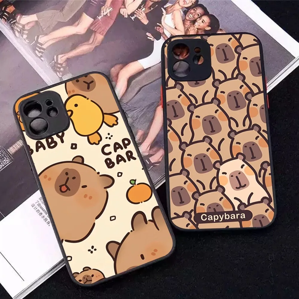 

Cartoon Animal Capybara Phone Case For IPhone 14 11 12 13 Mini Pro Max 8 7 Plus X XR XS MAX Translucent Matte Cover