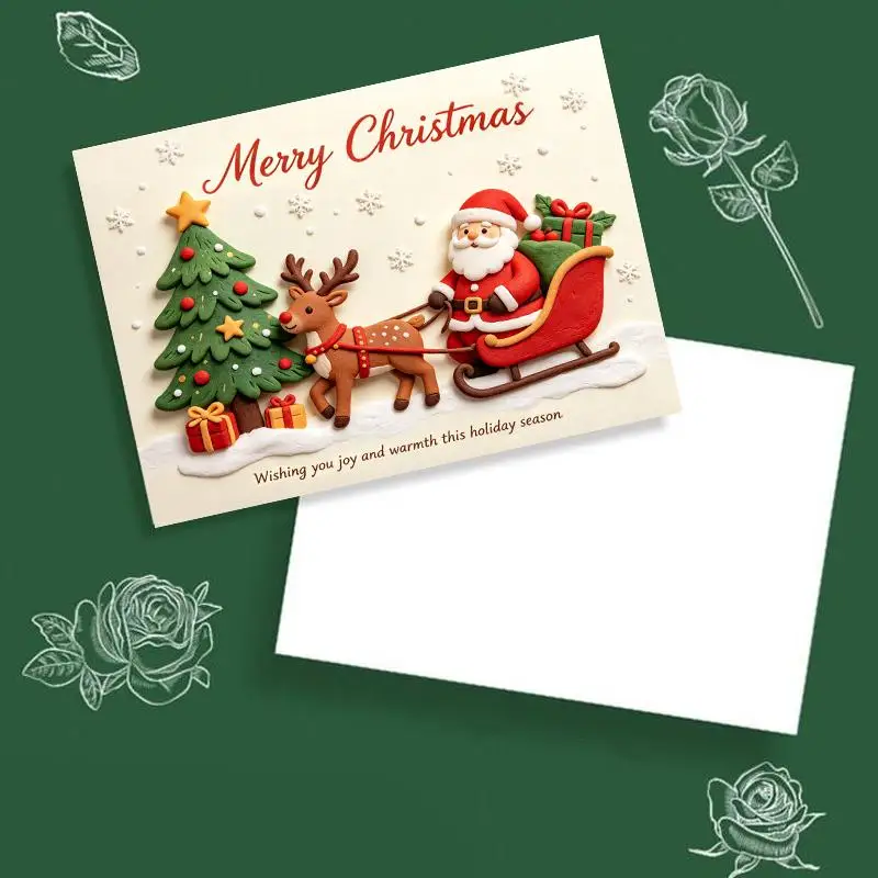 New 10Pcs Christmas Greeting Cards Vintage Santa Snowman Christmas Cards Holiday Greeting Cards For Family Friend Christmas Card