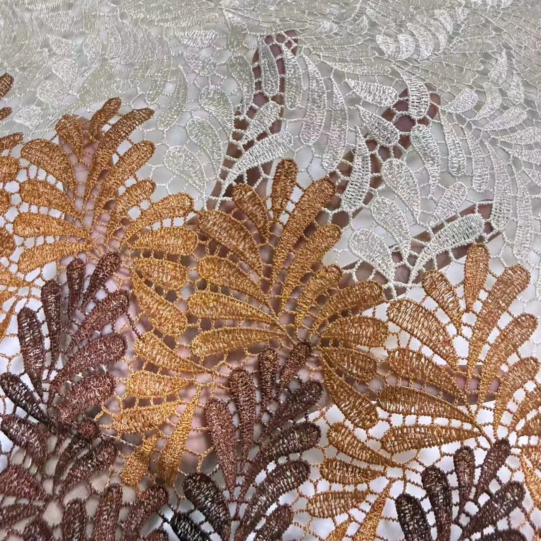 

Новейшая водорастворимая кружевная ткань, ажурный гипюровый шнур, кружевная ткань с растительной вышивкой для женщин, шитье вечерних платьев, 5 ярдов