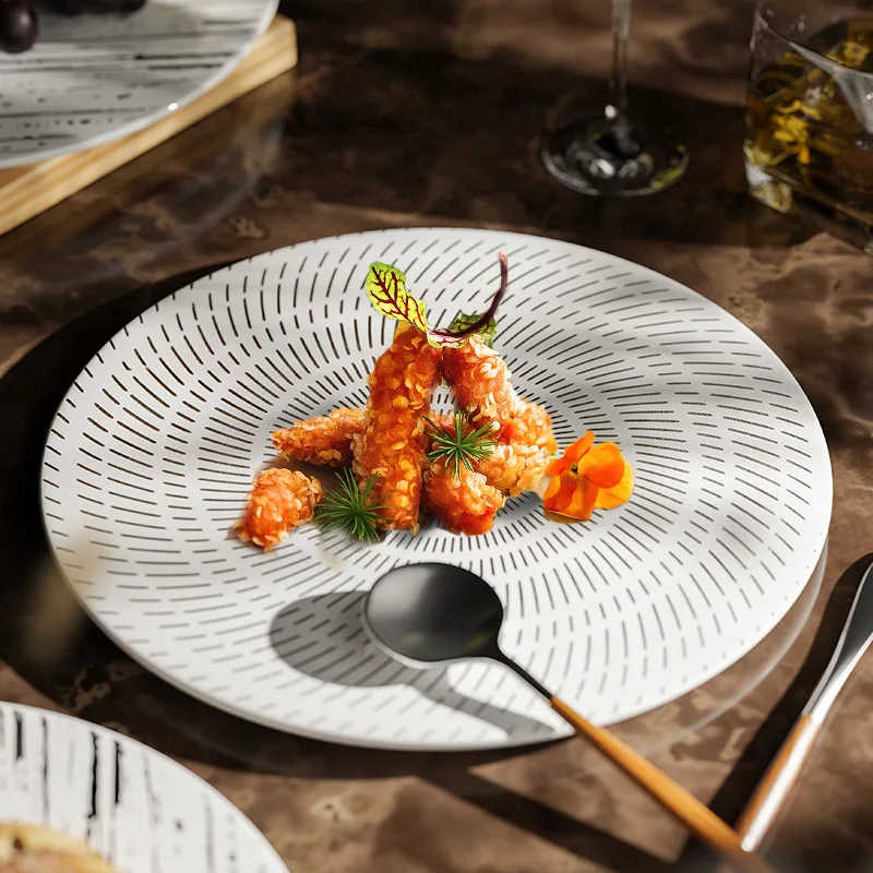 Elegant Steak Plate with Embossed Texture for Western Restaurant Hotel Tableware
