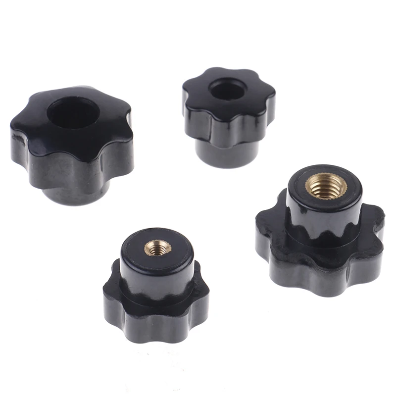 1pc M6/M4/M5/M8 Plastic Carbon Steel Galvanization Male Thread Star Shaped Head Clamping Nuts Knob For Industry Equipment