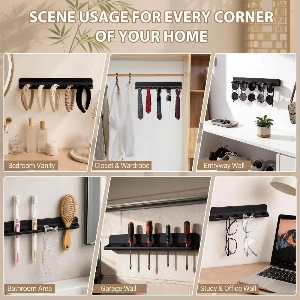 Silicone Sunglasses Storage Rack Self-Adhesive Multi-Slot Glasses Organizer Rack Wall Mounted Space Saving