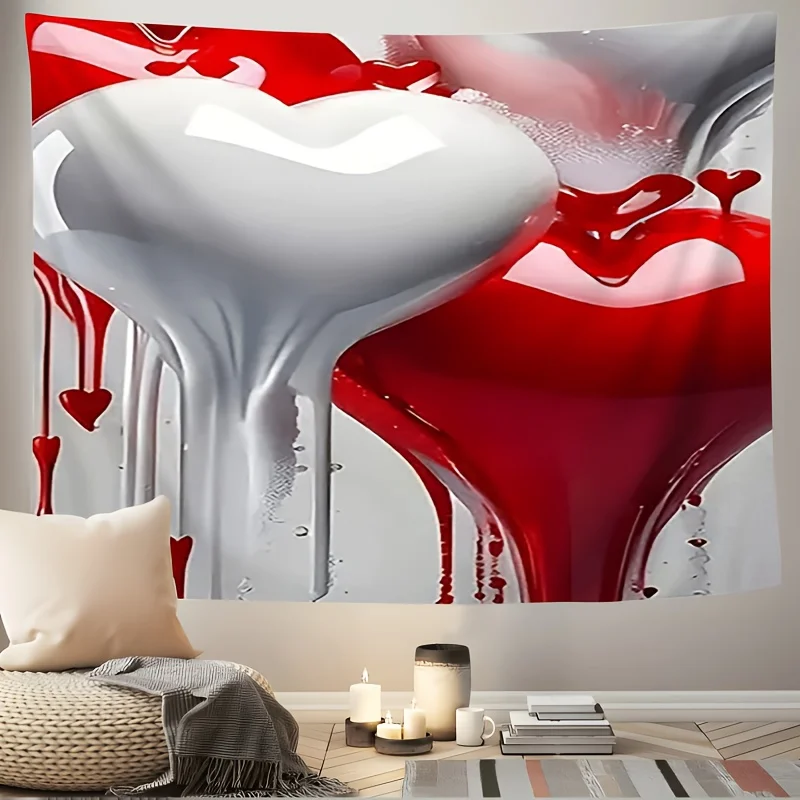 Melt the heart shape Digital printing polyester wall hanging tapestry decorative Living room bedrooms Office background gift