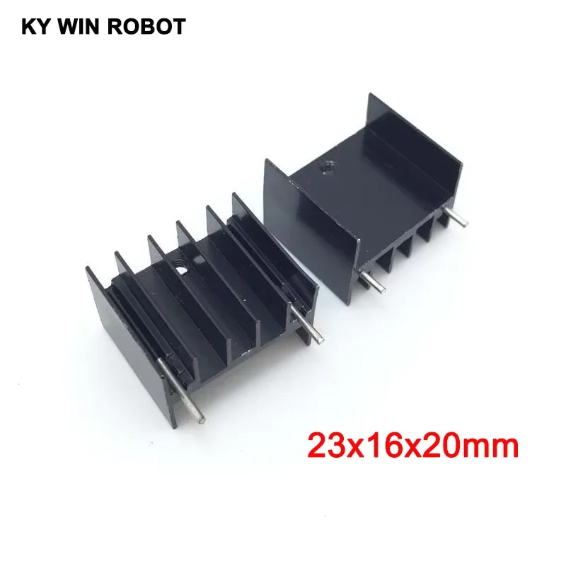 10 stks zwart Aluminium TO-220 23x16x20mm Heatsink NAAR 220 Koellichaam Transistor Radiator TO220 Koeler Koeling 23*16*20 MM Met 2 pins