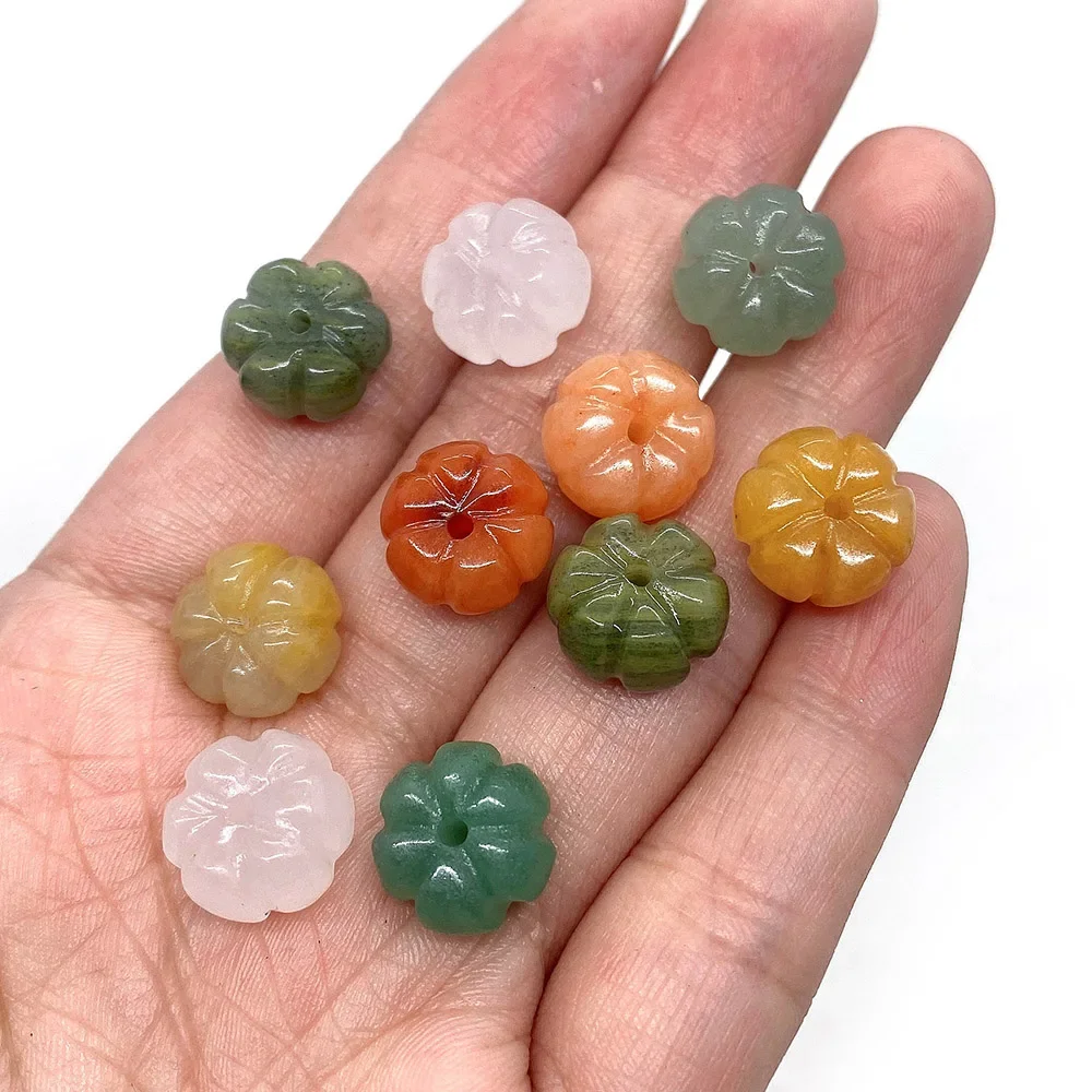 2pcs Natural Stone Pumpkin-shaped Agate Bead 14x8mm Green Aventurine Loose Beads Making DIY Necklace Bracelet Charms Accessories