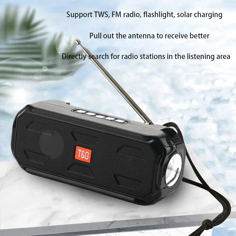 Solar Radio FM Portable Wireless Caixa De Som Bluetooth Speaker Subwoofer Music Sound Box Handfree Blutooth For Hand Free Baffle