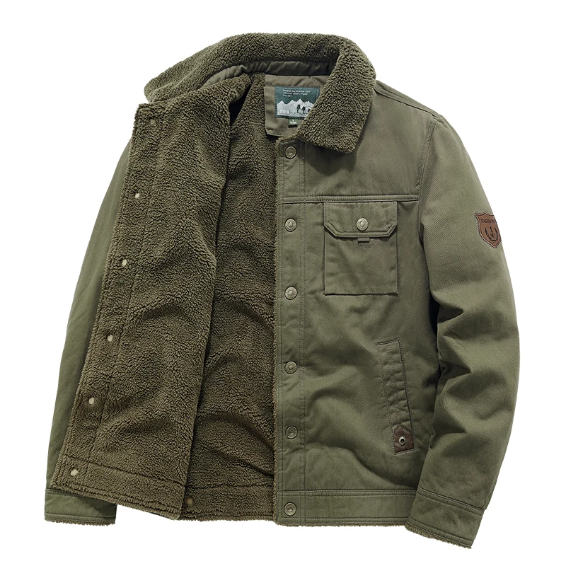 

Wind-Resistant Thickened Warm Plush Jacket Top Quality Men Clothing Comfortable Cotton Parkas Solid Color Hot Roupas Masculinas