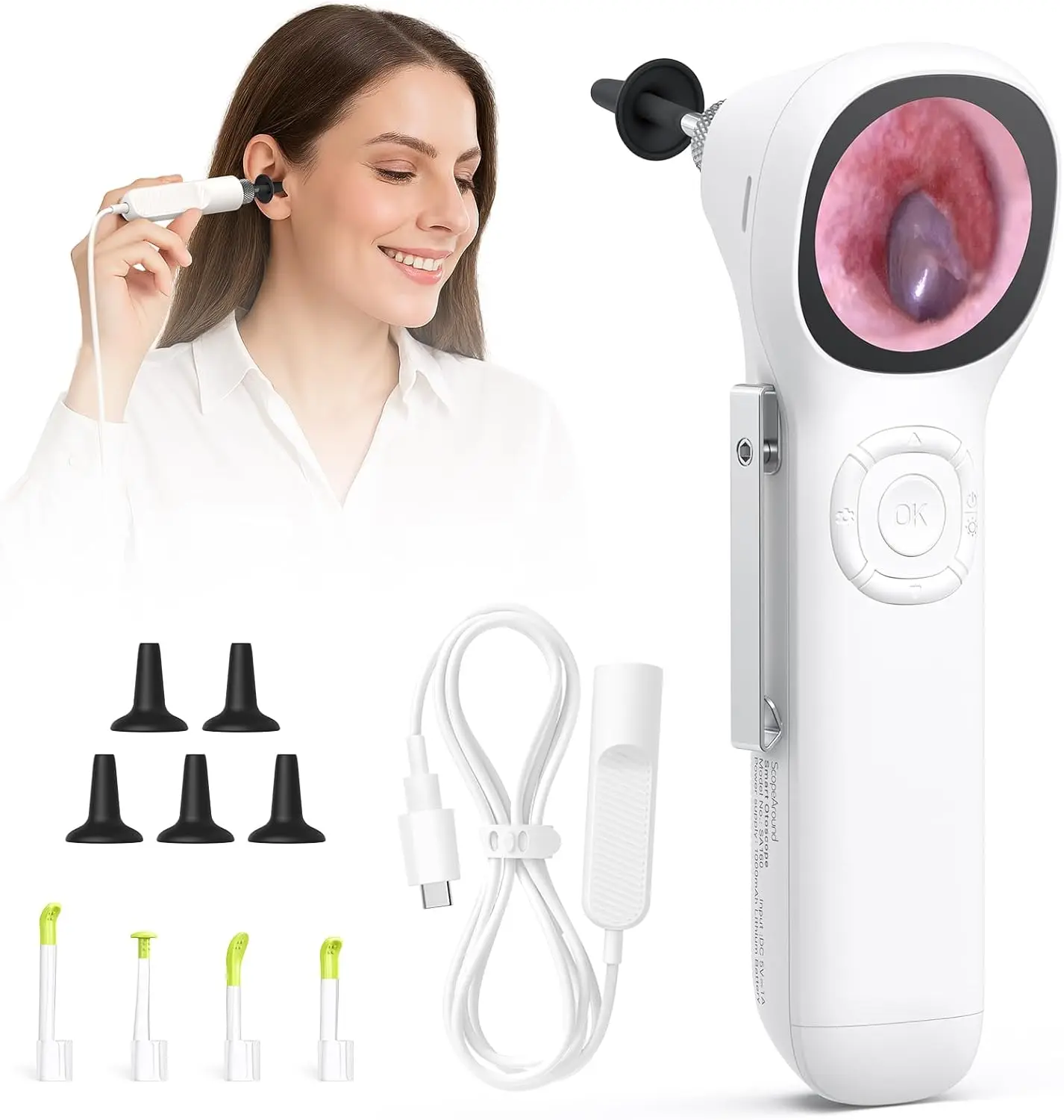 

Цифровой отоскоп с IPS-дисплеем 1,45 дюйма, ушной камерой 3,9 мм, светодиодной подсветкой для домашнего осмотра ушей и удаления ушной серы