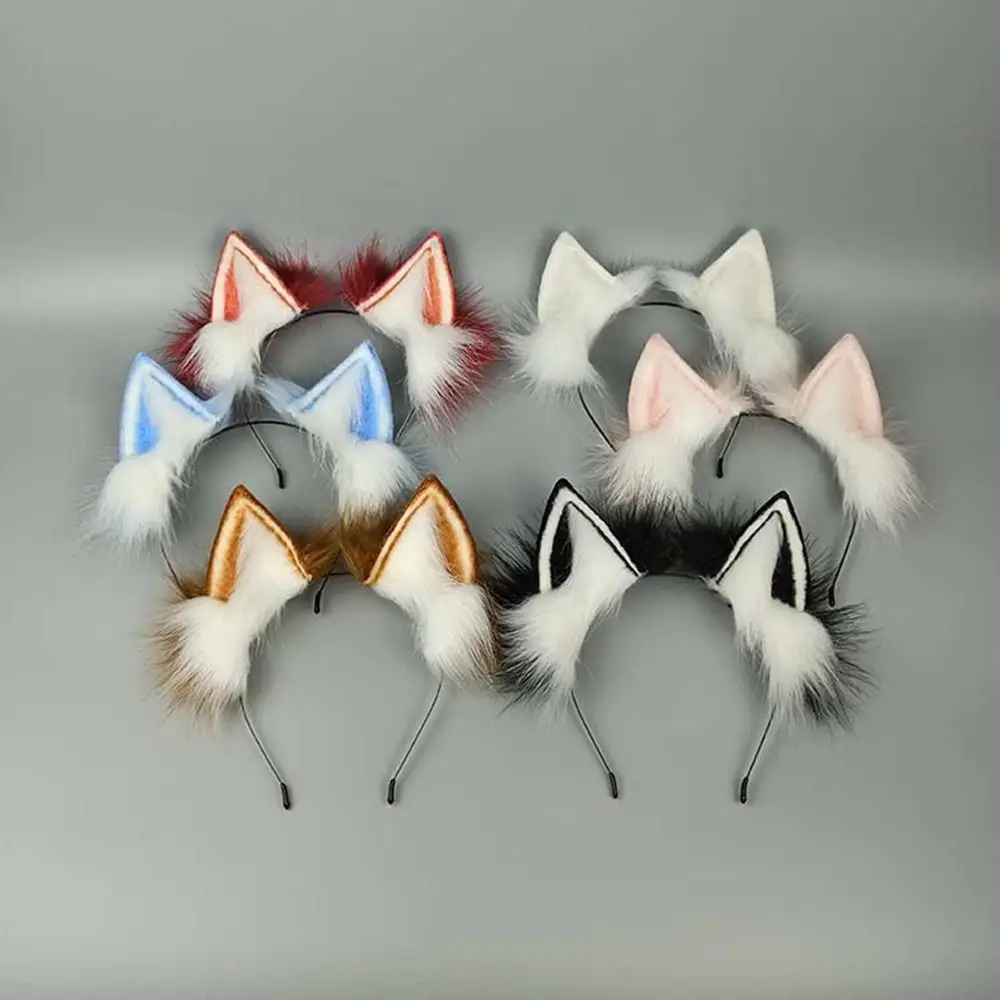 Cute Plush Cat Ear Headband Fancy Props Handmade Cosplay Headwear Simulation Anime Hair Hoops Costume Party