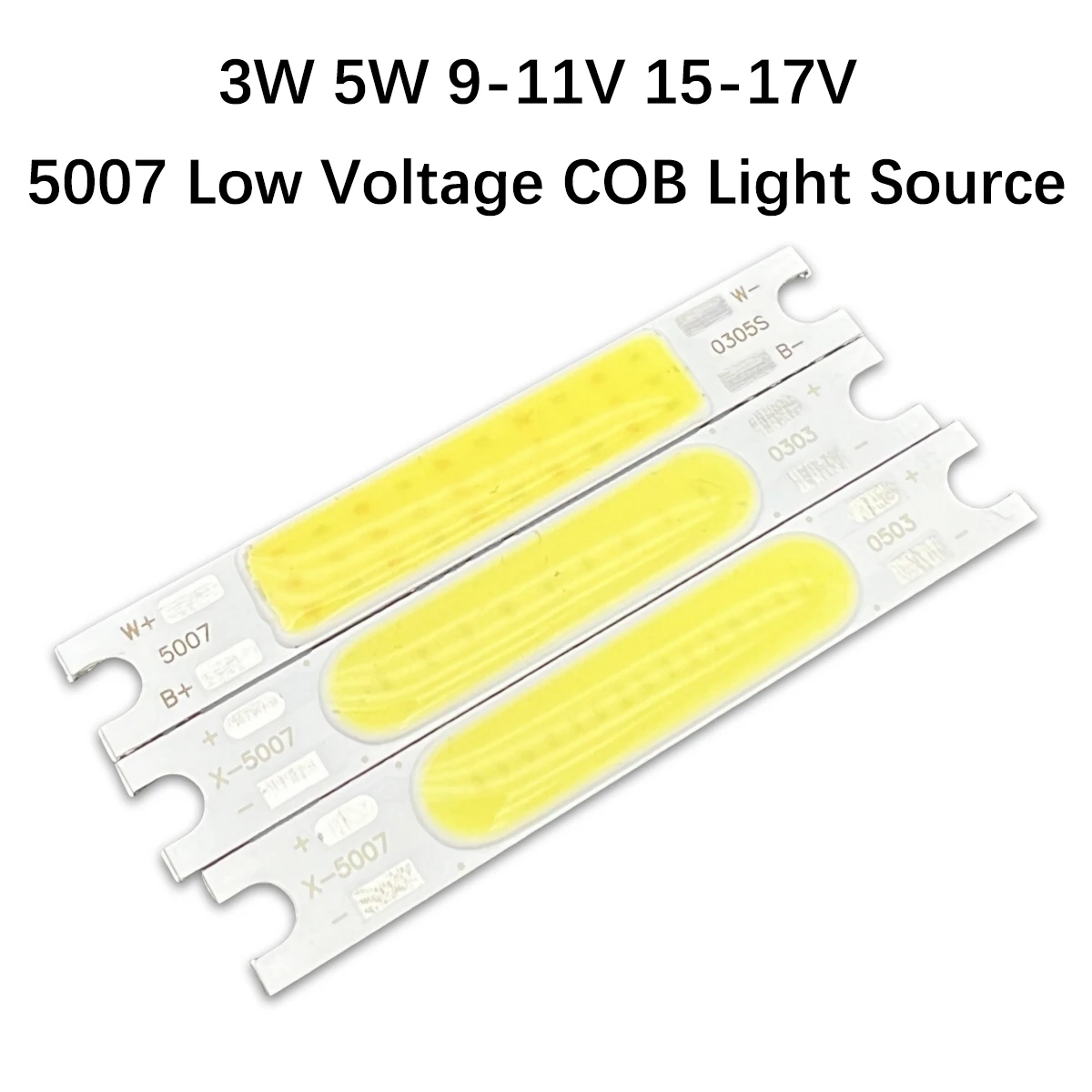 10PCS 50x7MM 3W 5W COB LED Strip Chip Light DC 9-11V Light Source for Wall Lamps Desk Lights 50MM 500LM Warm Natural Cold White