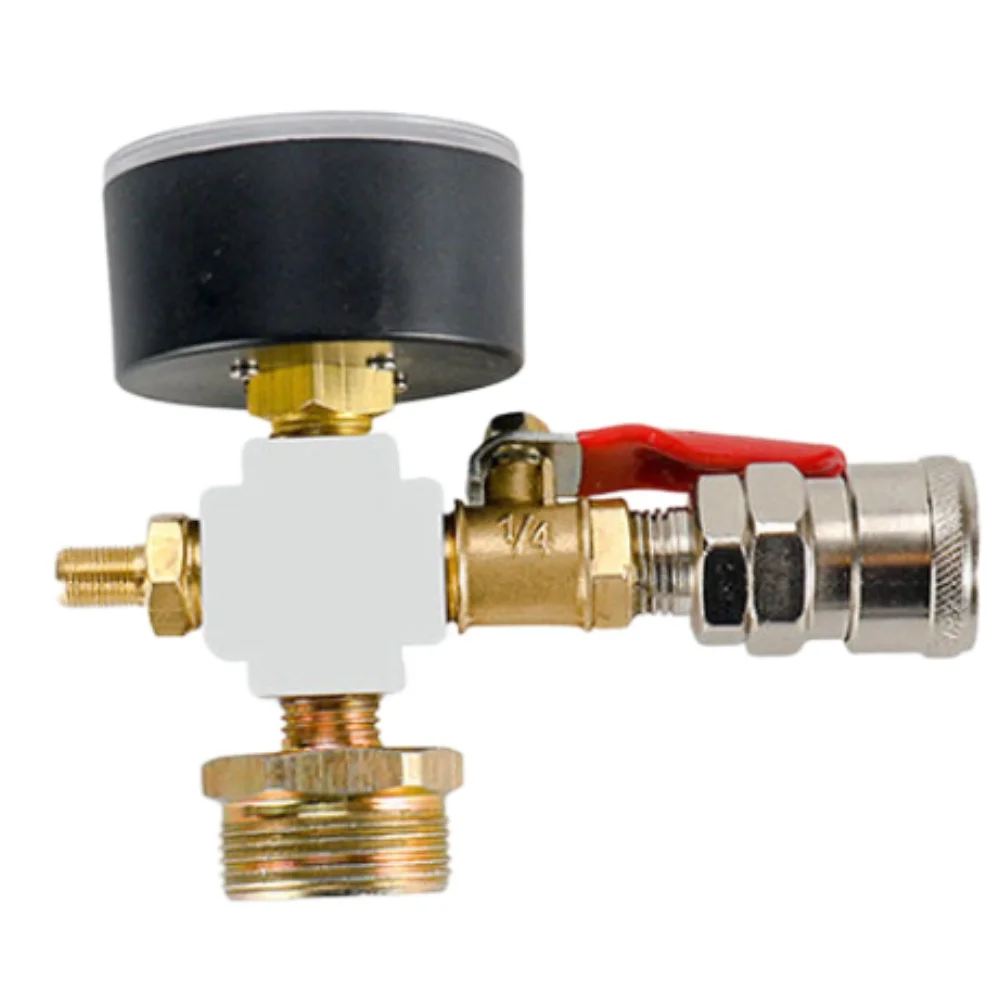 Portable Air Compressor Pressure Adapter With Gauge 4 Way Valve Quick Connect For Tire Inflation Gas Transfer Aluminum Alloy Too