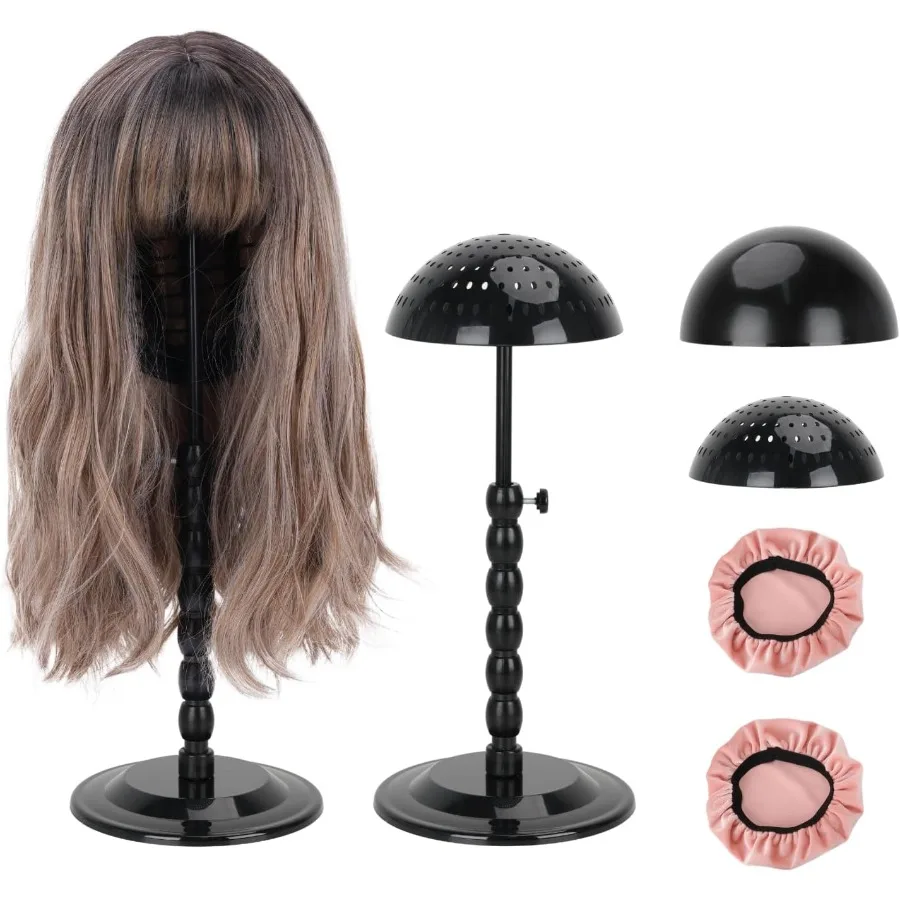 

Portable Foldable Wig Stand with Velvet Cover Holder for Hair Display Adjustable Height from 12 to 18.8 Inches Ideal for Salon