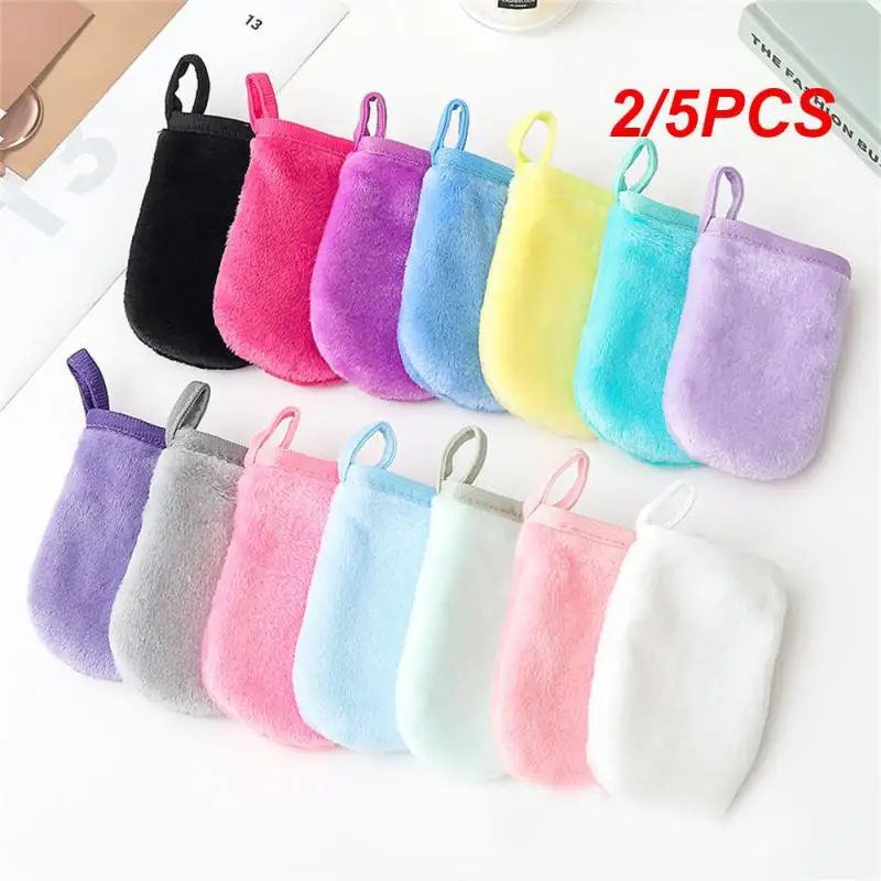 2/5PCS Pieces Professional Microfiber Face Cleansing Gloves Reusable Facial Cloth Pads Makeup Remover Glove Mitts Tool Unisex