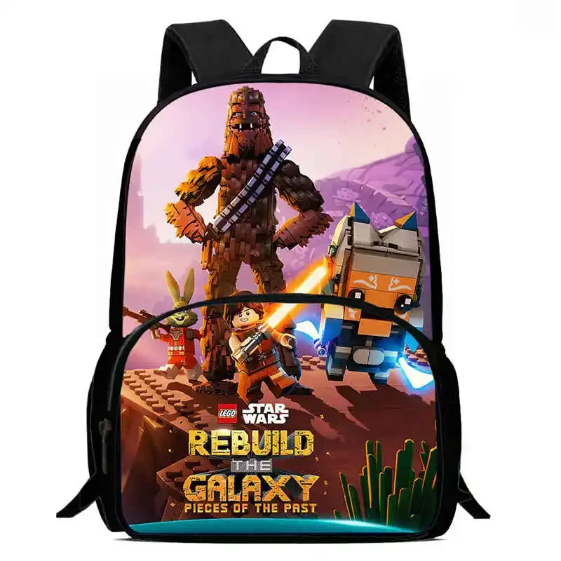 

Детский школьный рюкзак с передним карманом, школьные сумки LEGO с героями мультфильмов для мальчиков и девочек, прочный детский рюкзак для школьников