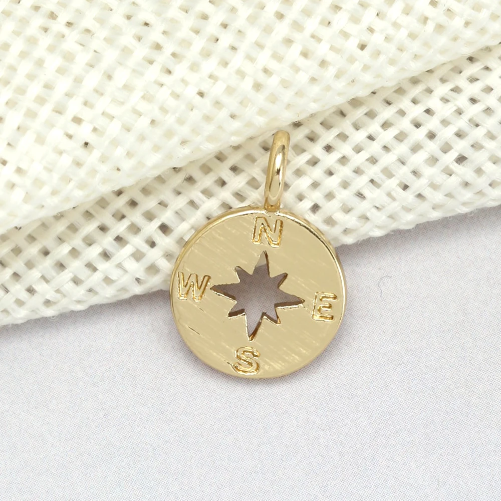 Gold plated Compass charms copper pendant for Diy Handmake Jewelry Trendy Necklace Jewelry Making Supplies