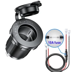 Cigarette Lighter Socket Car Marine Motorcycle ATV RV Lighter Socket Power Outlet Socket Receptacle 12V Waterproof Plug