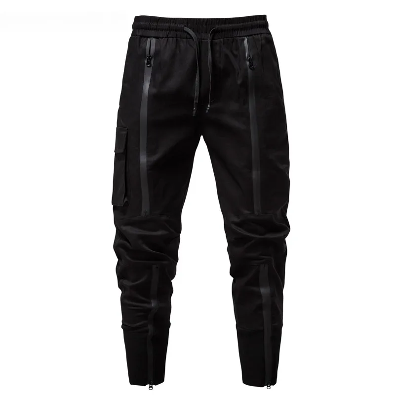 Multi Zipper Track and Field Pants, Men's Workwear Pants 2024, Steam Punk Bottoms, Casual Jogging, Hip-hop Men's Pants