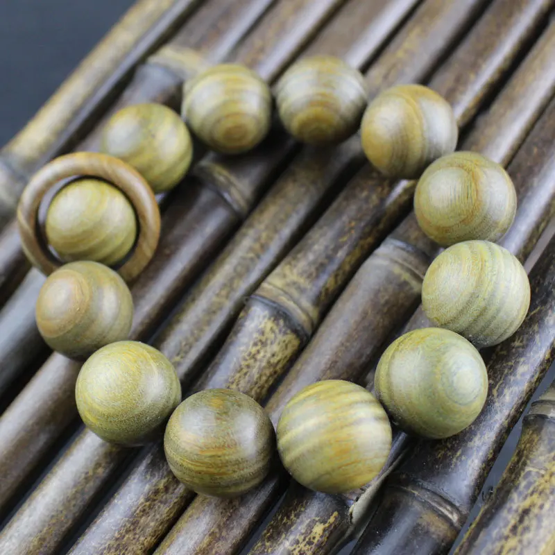 South American green sandalwood bracelet with running rings, decorative hand chain for men and women, Buddhist beads for tourist