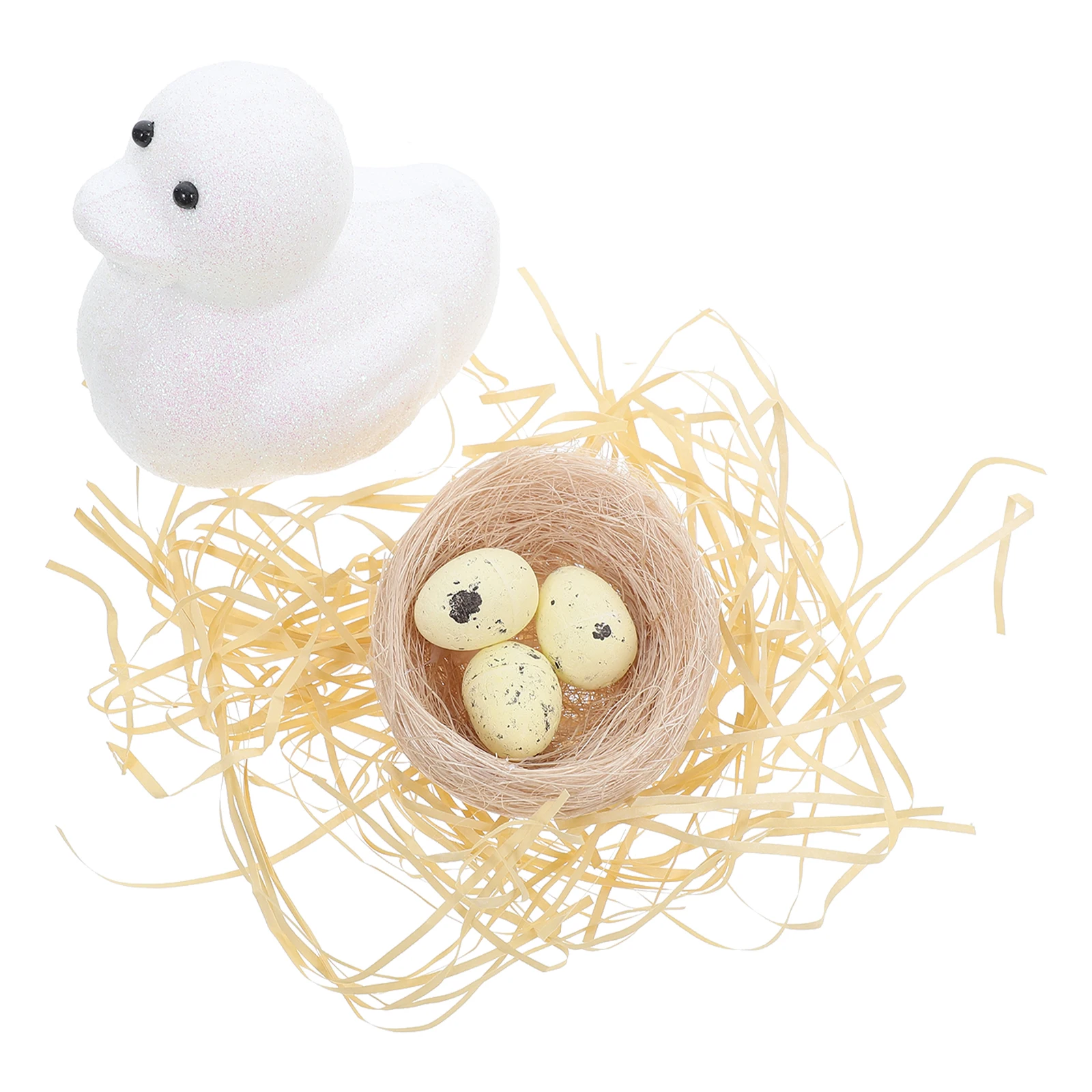 عيد الفصح تمثال بطة صغيرة محاكاة عش الطيور ديكور البيض الاصطناعي للحرف شجرة عيد الفصح الديكور حديقة النحت #1
