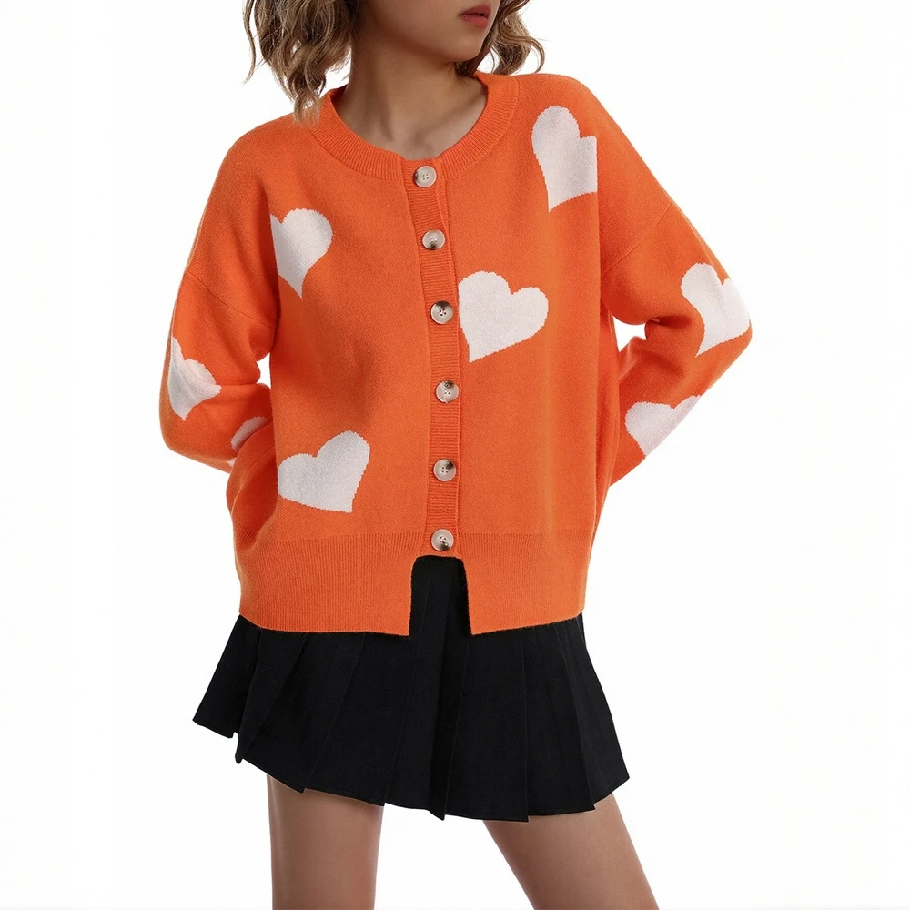 

Casual Round Neck Cardigan Fitted Long Sleeve Straight Tube Sleeve No Decoration Women's Open Front Knitwear